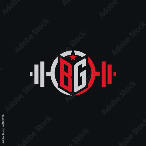 Initial BG dumbbell logo design for fitness center with creative modern style