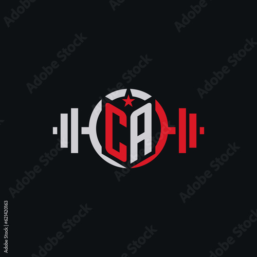 Initial CA dumbbell logo design for fitness center with creative modern style