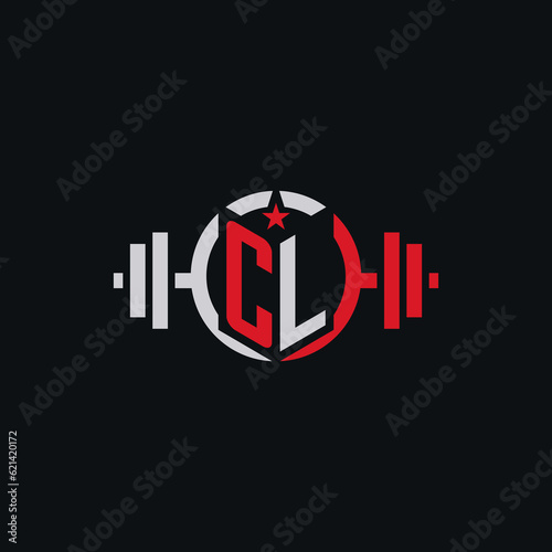 Initial CL dumbbell logo design for fitness center with creative modern style
