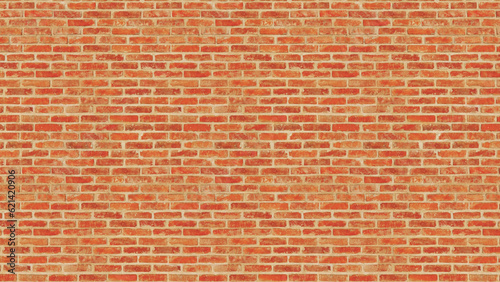 A wall of red bricks as a background.