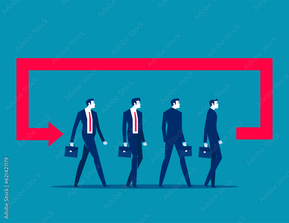 The direction turned back. Business vector illustration