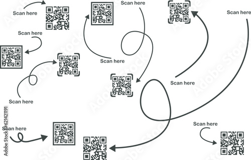 Collection of vector templates for scanning Qr code payments