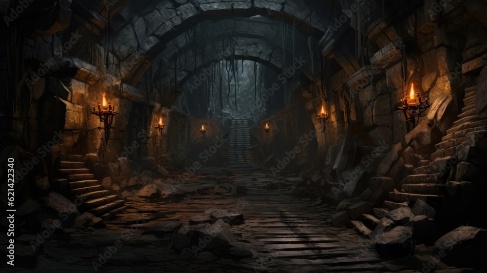 Fototapeta premium Underground Dungeons Game Art