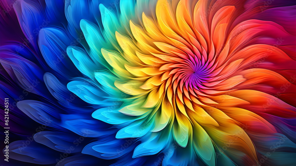 colorful abstract rainbow flower petal background made with generative ai