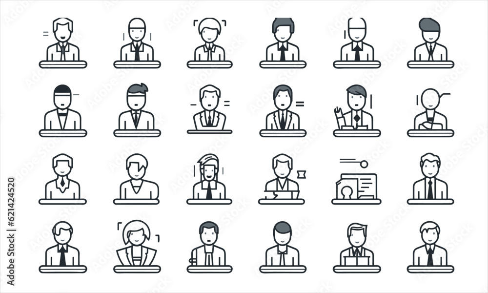 Business people line icons set. Businessman outlines icons collection. Teamwork, human resources, meeting, partnership, meeting, workgroup, success, resume - stock vector Business people line icons set. Businessman outlines icons collection. Teamwork, human resources, meeting, partnership, meeting, workgroup, success, resume - stock vector