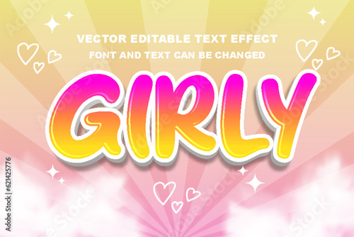 girly pink beauty feminine cute kawai collorful editable text effect font style template design background