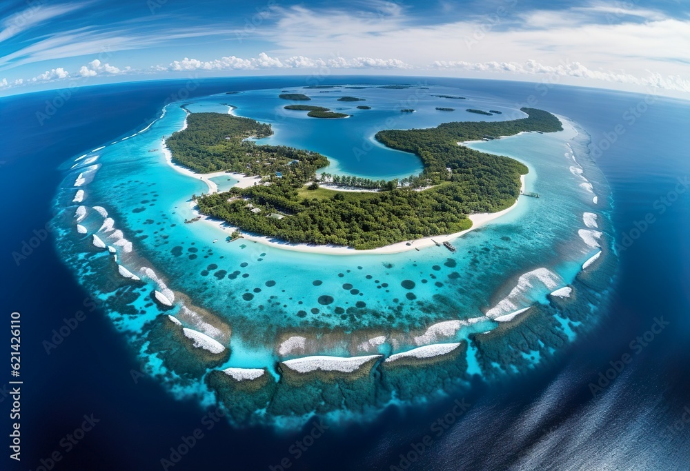 Baa Atoll aerial panorama Maldives - obrazy, fototapety, plakaty 