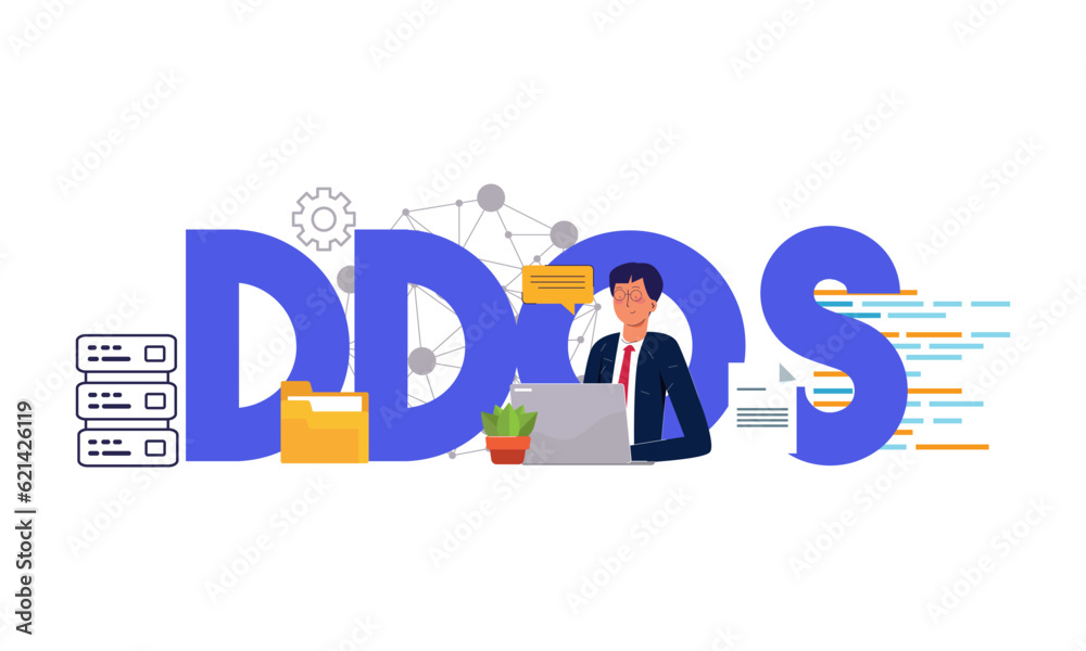 DDOS Distributed denial of service attack criminal ransomware cyber security protection digital system technology DDOS Distributed denial of service attack criminal ransomware cyber security protection digital system technology