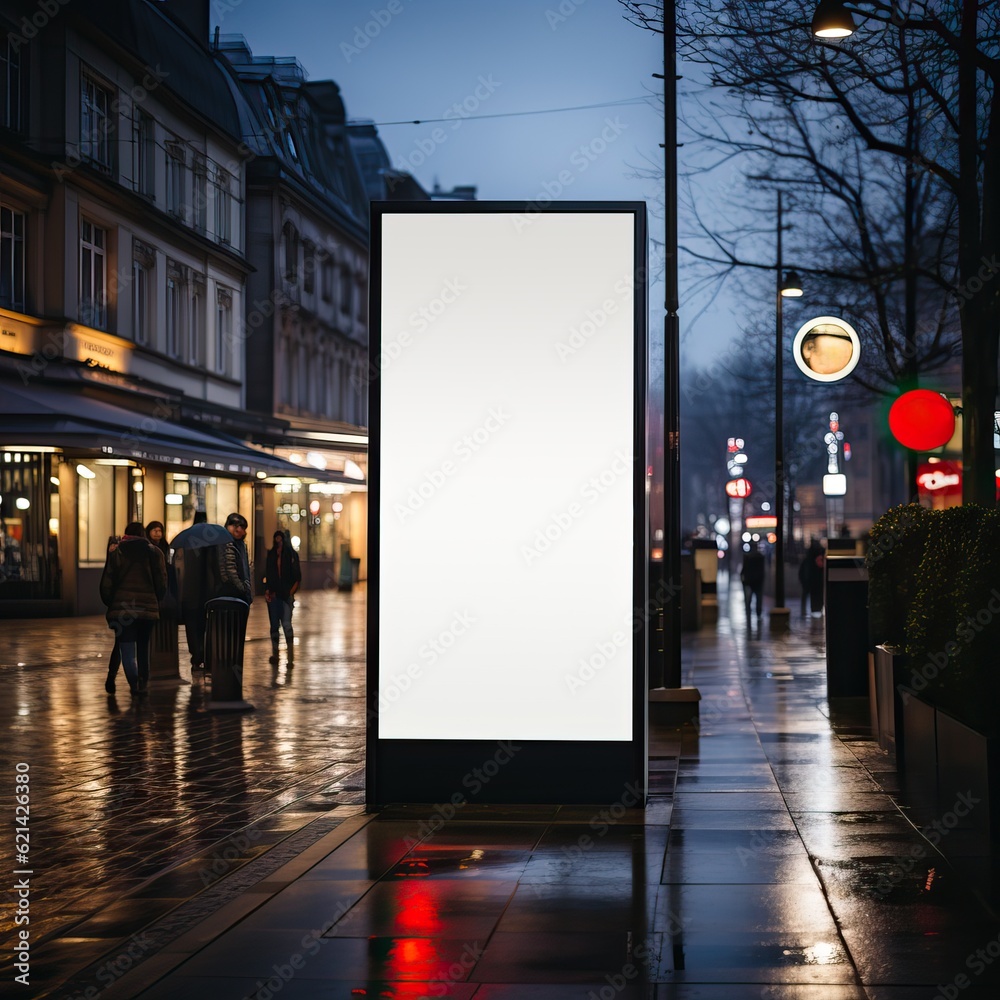 Blank digital signage screen in a public location, ideal for customization, generative ai Blank digital signage screen in a public location, ideal for customization, generative ai
