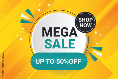 Sale discount banner  and mega sale promotion with the yellow background