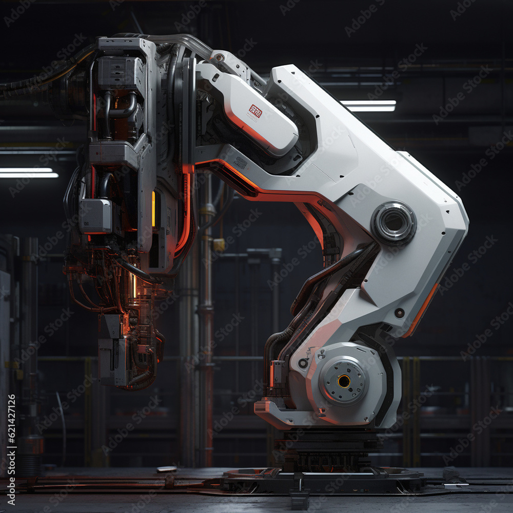 Robotic Arm Mechanical 3D Factory Production Automation Hand Assist Task Droid Metal Science Technology Industrial Manufacturing Assembly Joint Articulation Automated Steel Forearm Wrist