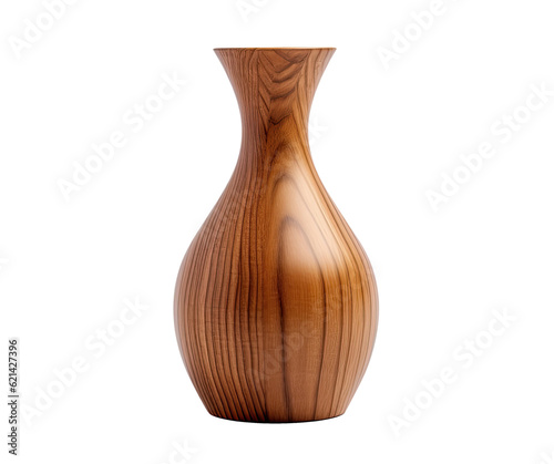 Empty wooden vase isolated on transparent background, Generative AI