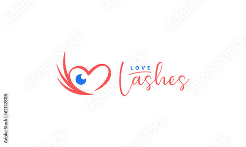 love lashes logo with red and blue color