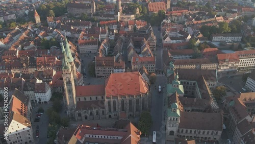 High aerial of St. Sebold Church in Nuremberg Germany photo