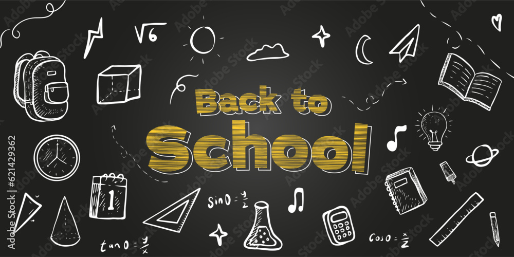 hand drawn back to school design background illustration vector hand drawn back to school design background illustration vector