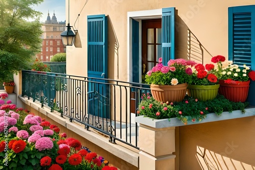 balcony with flowers in pots © MuhammadTalha