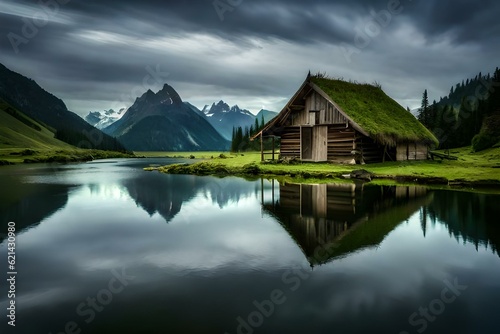 colourefull grassy hut.