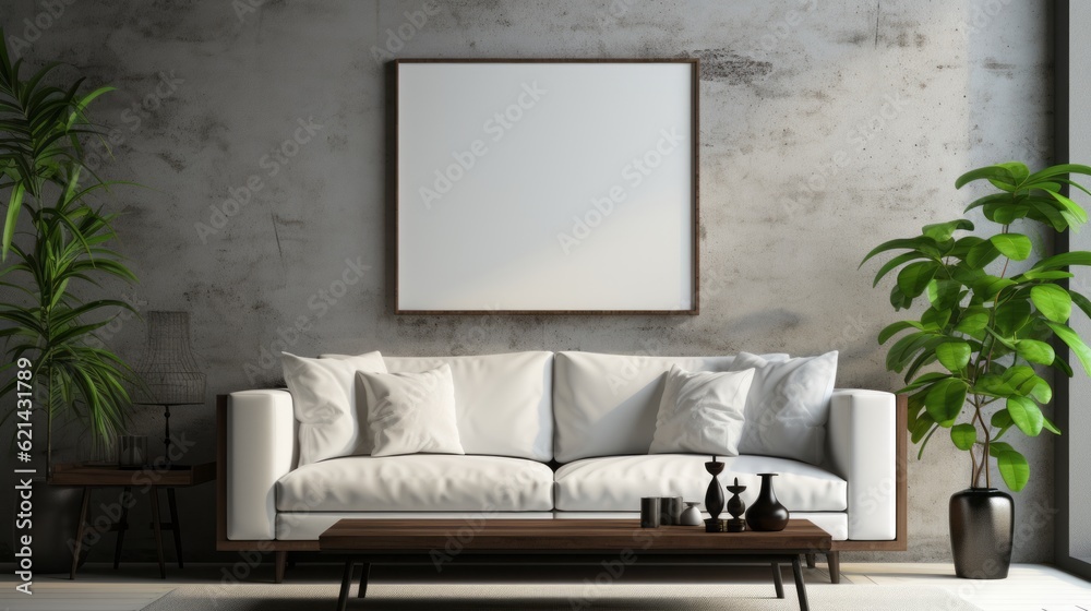 White sofa Mockup created with Generative AI Technology, ai, generative White sofa Mockup created with Generative AI Technology, ai, generative