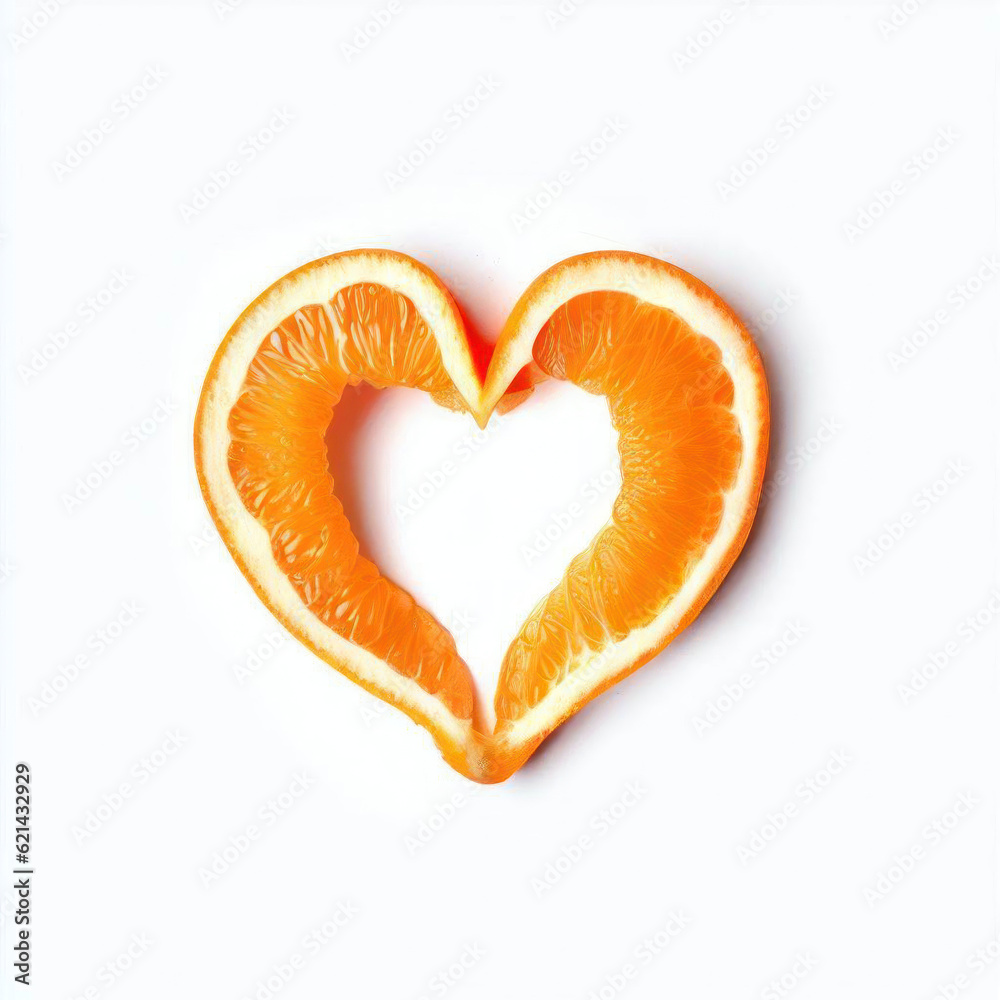 Fototapeta premium Orange Embrace: The Fruity Heart, Generative AI
