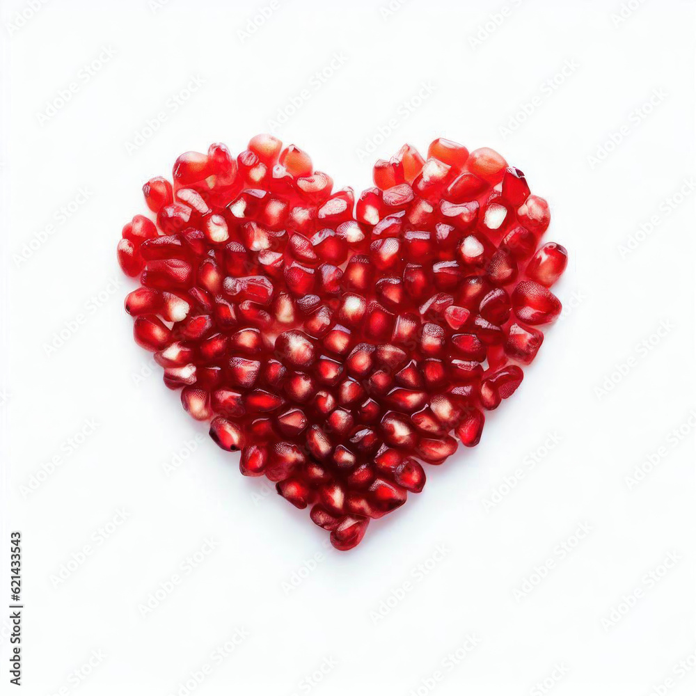 Pomegranate Passion: Heart-Shaped Seeds, Generative AI