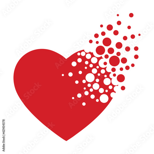 Dispersing heart icon. Vector Illustrator.