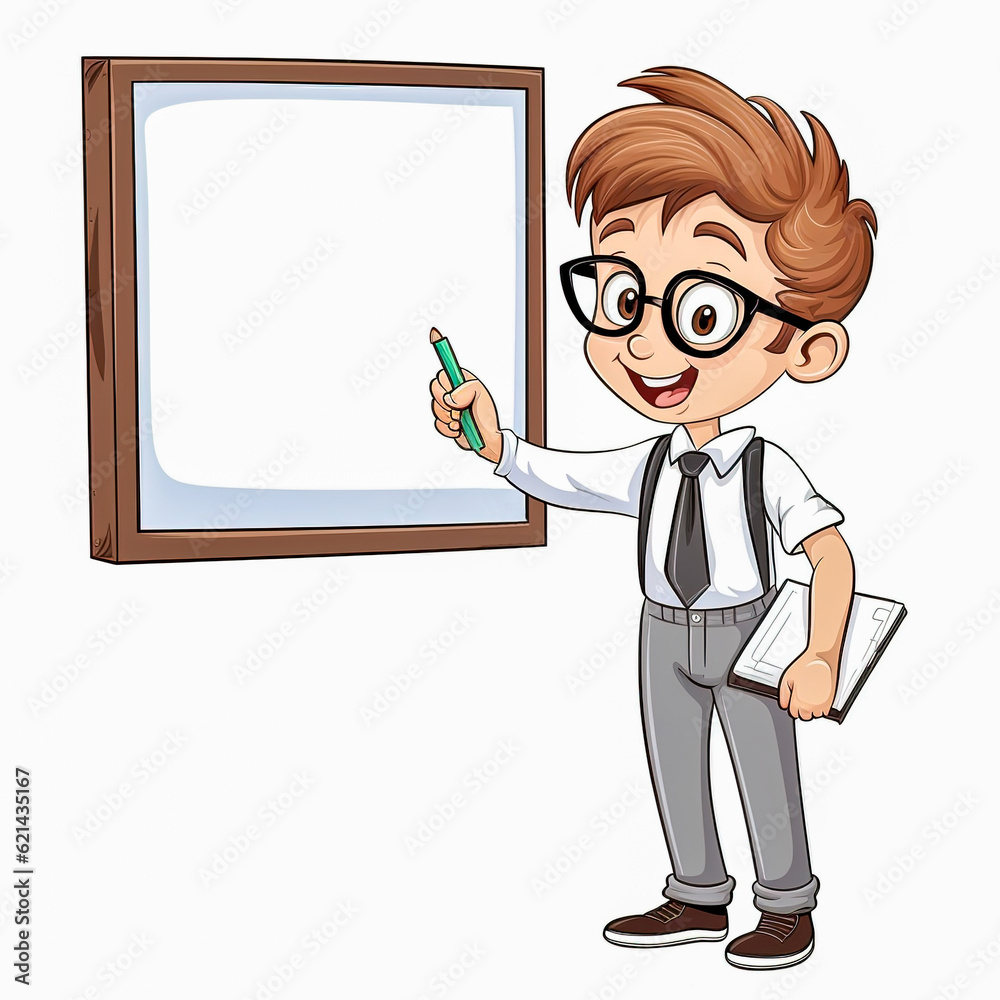 The first grader stands at the blackboard. Generative AI The first grader stands at the blackboard. Generative AI