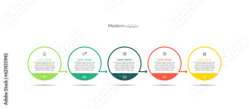 Presentation business infographic design template with 5 steps