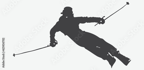 Graceful and Adventurous, Captivating Silhouettes of Skiing Sport in Motion