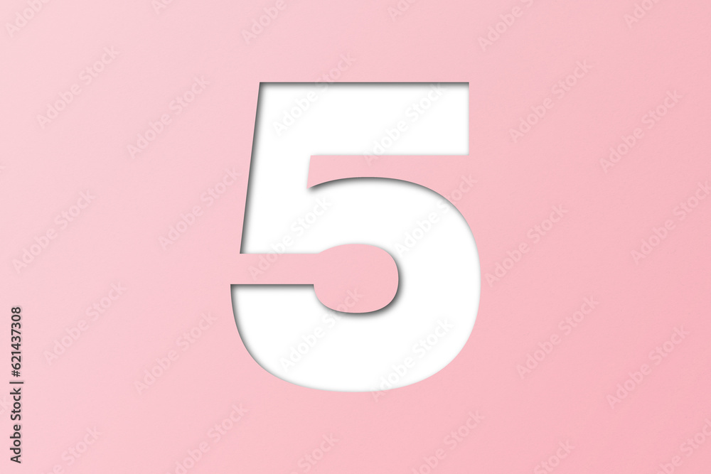 number cut paper 5 pink isolated on transparent background number cut paper 5 pink isolated on transparent background