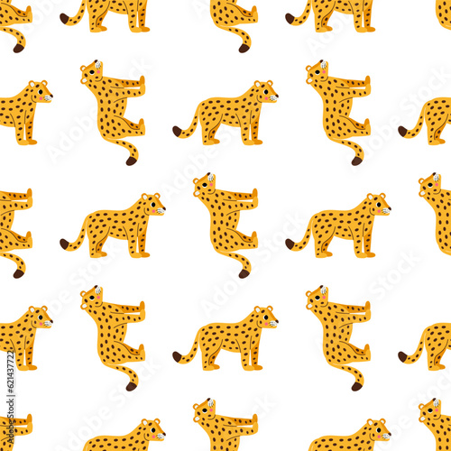 Seamless pattern with cute wild leopards or cheetahs.