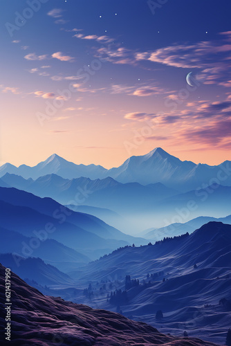 Sky with a mountain in the background. AI generative © SANGHYUN