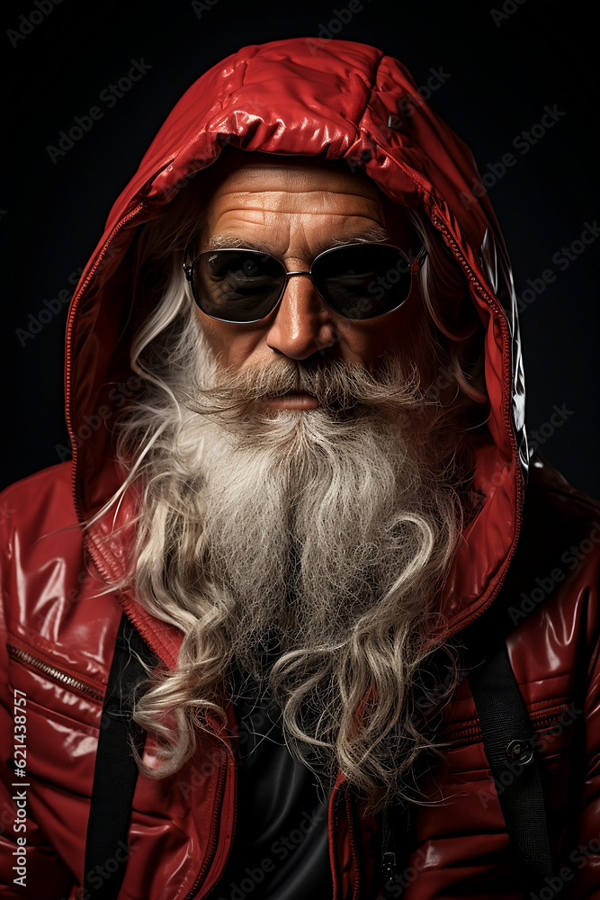 A Contemporary and Avant-Garde portrait of Santa Claus. Generative AI.