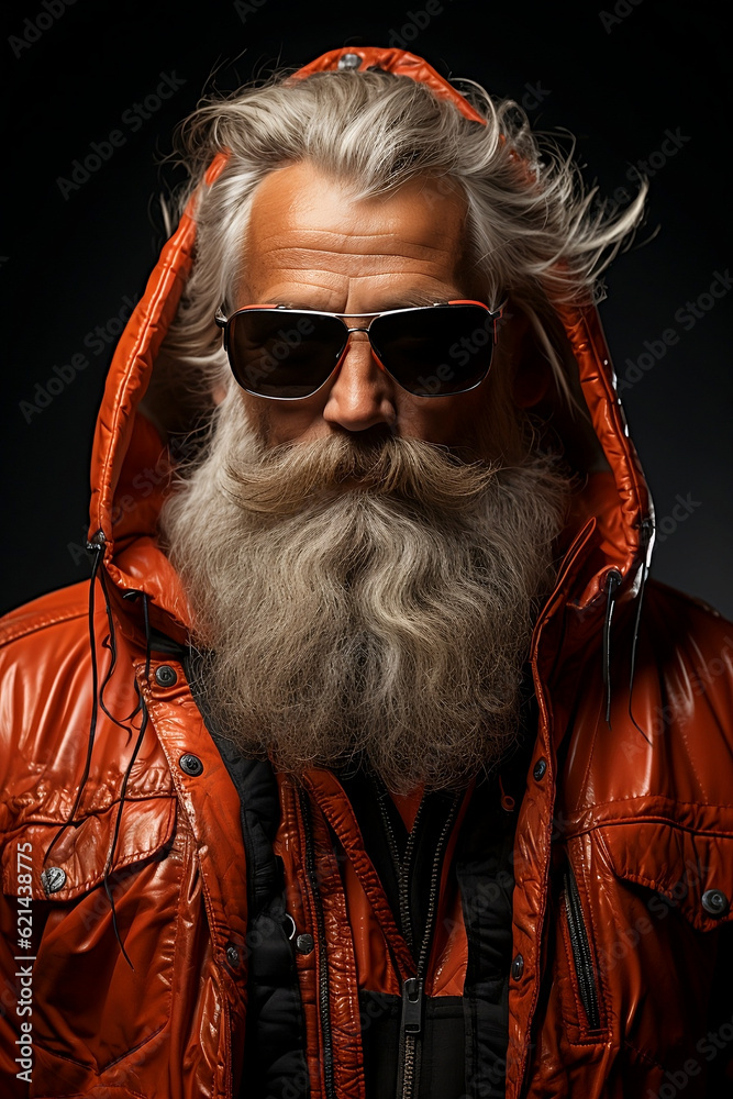 Santa Claus Unmasked: A Hip and Artistic Portrait. Generative AI.