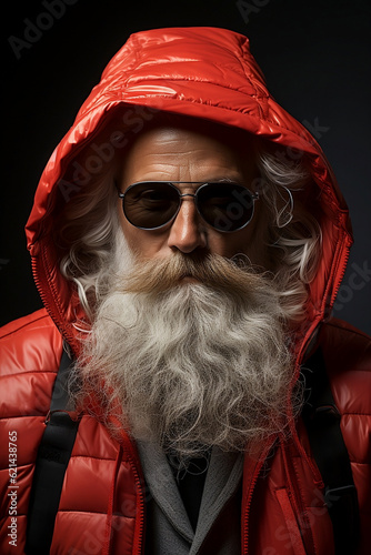 Obraz na płótnie The New Face of Santa Claus: A Cool and Artistic Portrait. Generative AI. w salonie