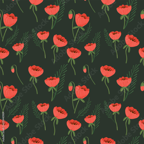 Hand drawn peonies seamless pattern. cute floral pattern