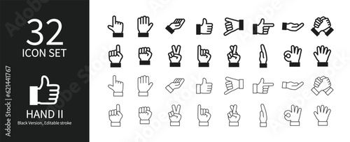 Various hand sign icon sets