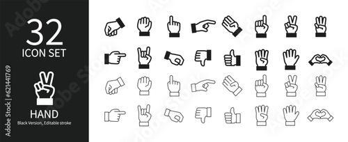 Various hand sign icon sets