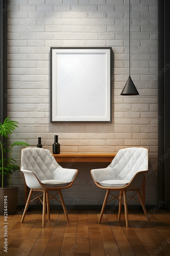 Poster frame in living room mockup Poster frame in living room mockup