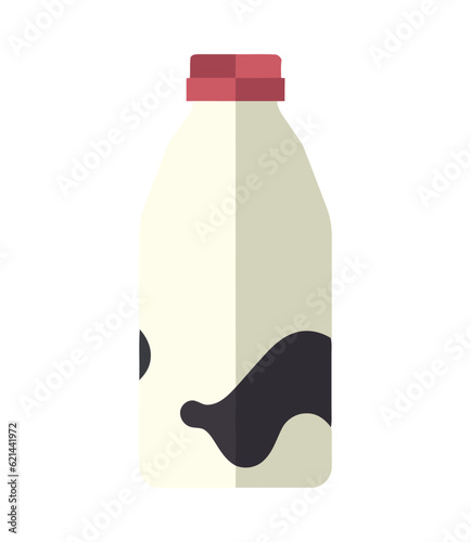 Organic milk bottle icon with fresh wave