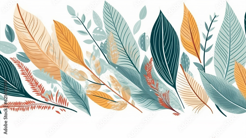 Fototapeta premium Hand Drawn Leaf Wallpaper