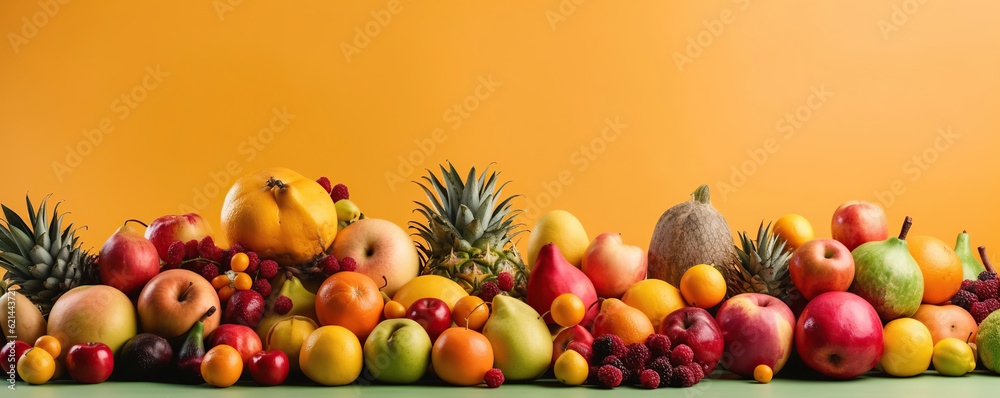 banner mockup with exotic fruits banner mockup with exotic fruits