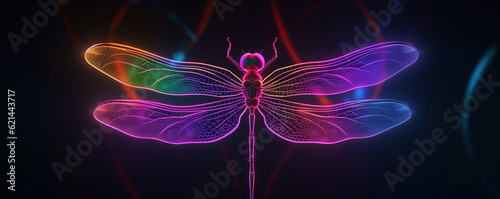 dragonfly in neon light 