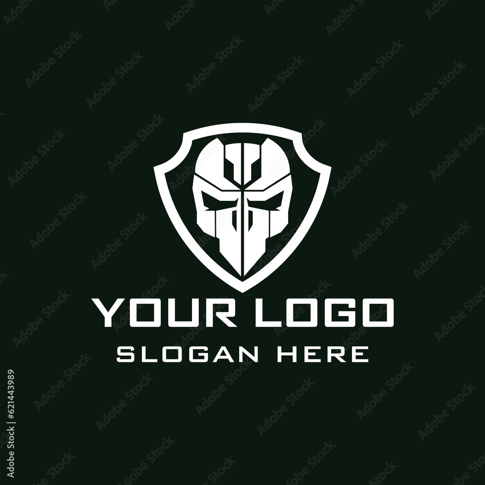 skull Shield logo. Tactical military Skull design armory squadrone team in shield logo template