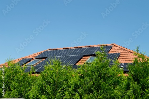 Wallpaper Mural House roof with photovoltaic modules Torontodigital.ca