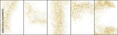 Obraz na płótnie Set of Gold Glitter Texture Isolated On White. Amber Particles Color. Stardust Background. Golden Explosion Of Confetti. Vector Illustration, Eps 10. w salonie