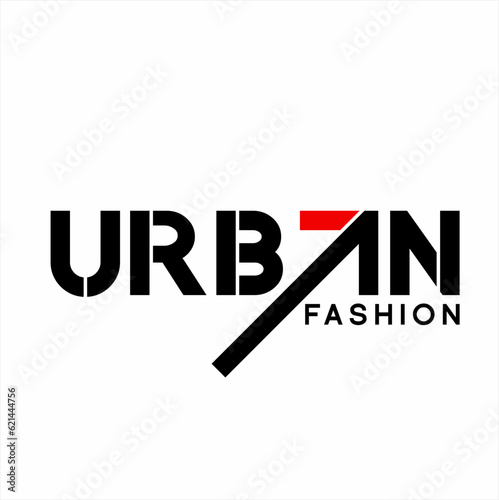 "Urban fashion" word design with arrow and number 7 on letter A.