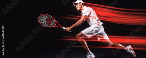 tennis player  on dark background  © iwaart