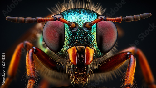 Marcro photo of close up flies