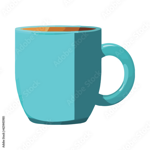 Coffee mug icon on blue backdrop