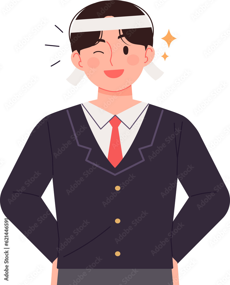 Korean high school student character illustration. Korean high school student character illustration.